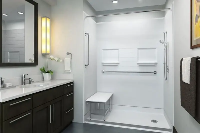 Aging-in-place bathroom with grab bars and low-threshold shower in Findlay, OH